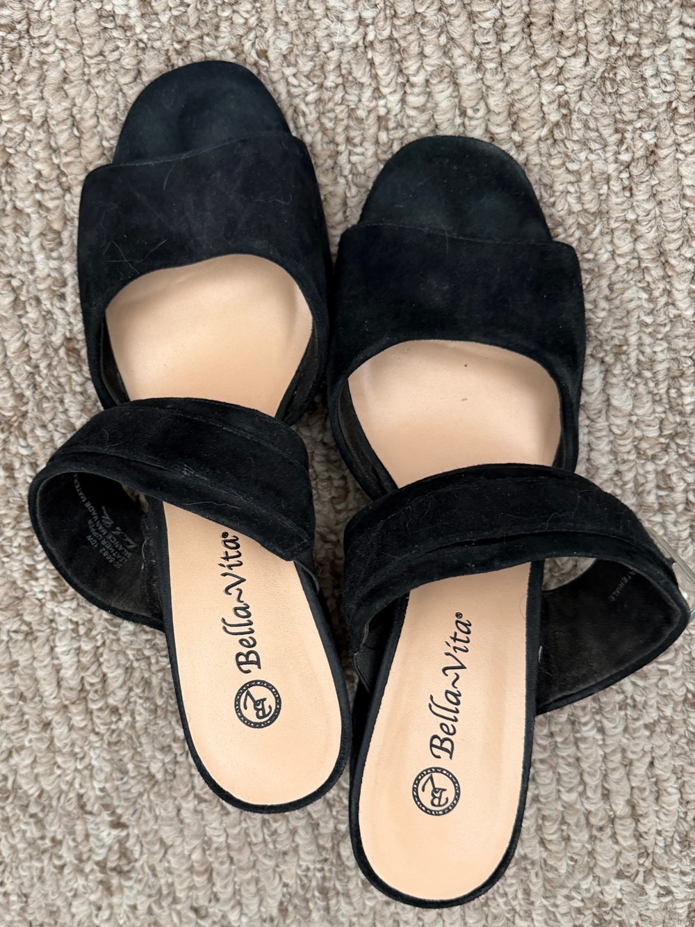 BellaVita Black Suede Slide Mules